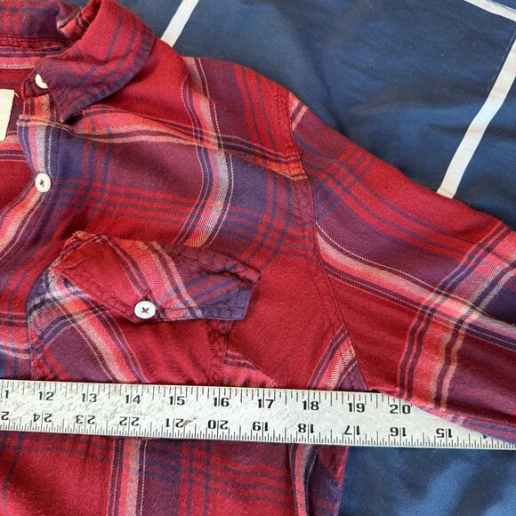 Jessica Simpson Red Plaid Button-Up Shirt - Size M - Picture 3 of 7
